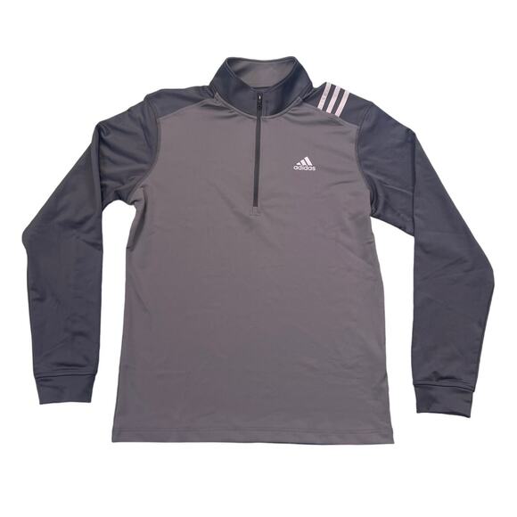 Men’s Adidas 3 Stripe ¼ Zip Gray Golf Fleece Sweatshirt Size Small New - Picture 1 of 7